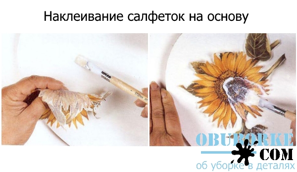 Наклеивание салфеток на основу